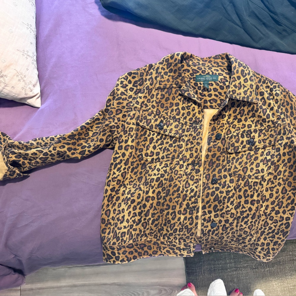 Lauren by Ralph Lauren Leopard Jean Jacket Sz M